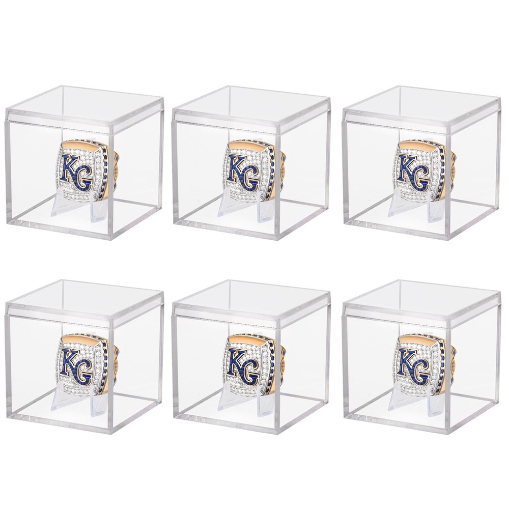 6 Pack Championship Ring Display Case Clear Acrylic 6 Pack,