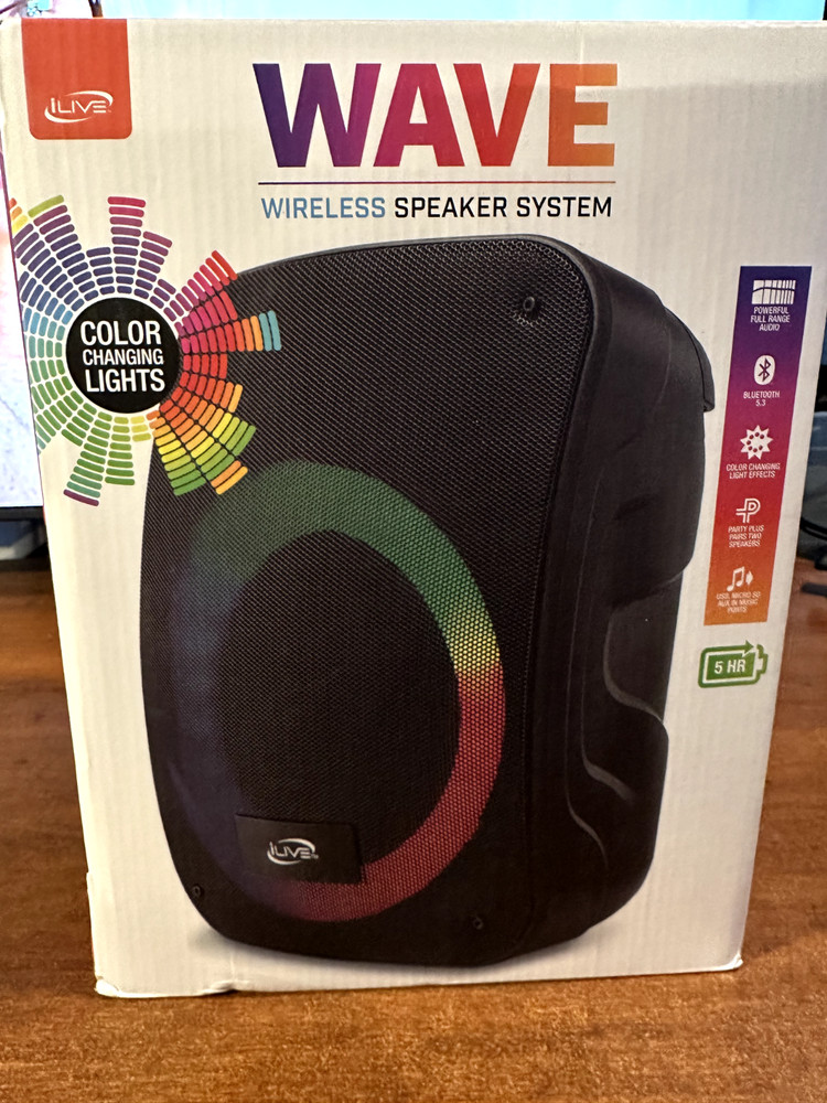 iLive Wave Bluetooth Wireless Speaker System, ISB273B, Black