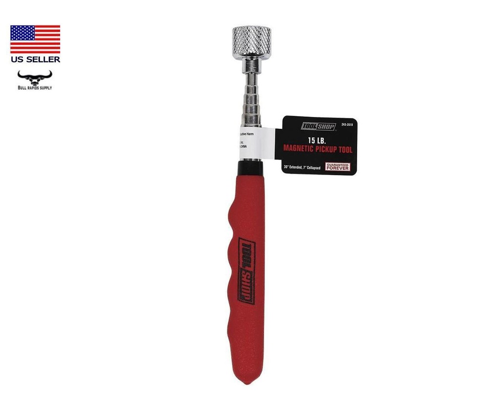 Magnetic Tip 30" Extendable Telescoping Pickup Retrieval Tool 15 lb Capacity