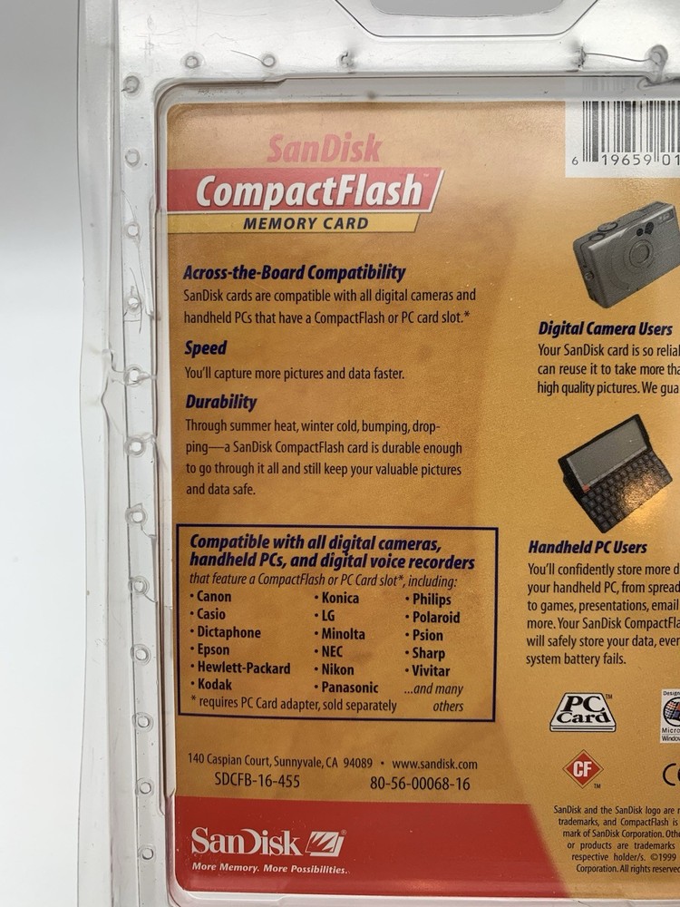 16MB SanDisk Compact Flash Memory Card SDCFB original package