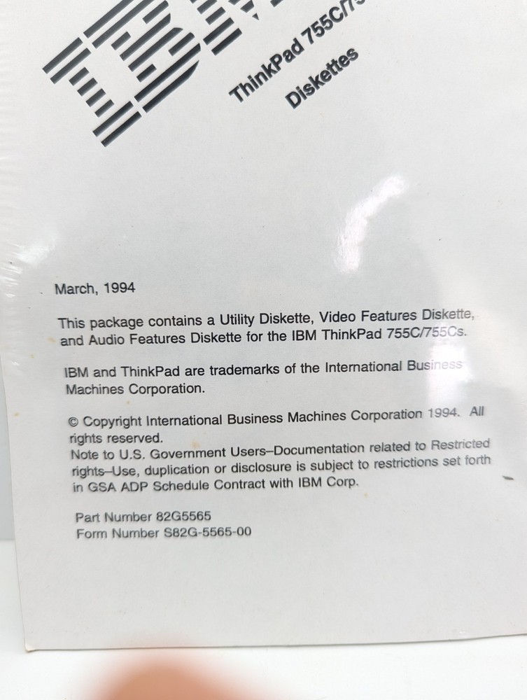 IBM Thinkpad Diskettes 755C/755Cs Utility Audio Vtg Computing 1994