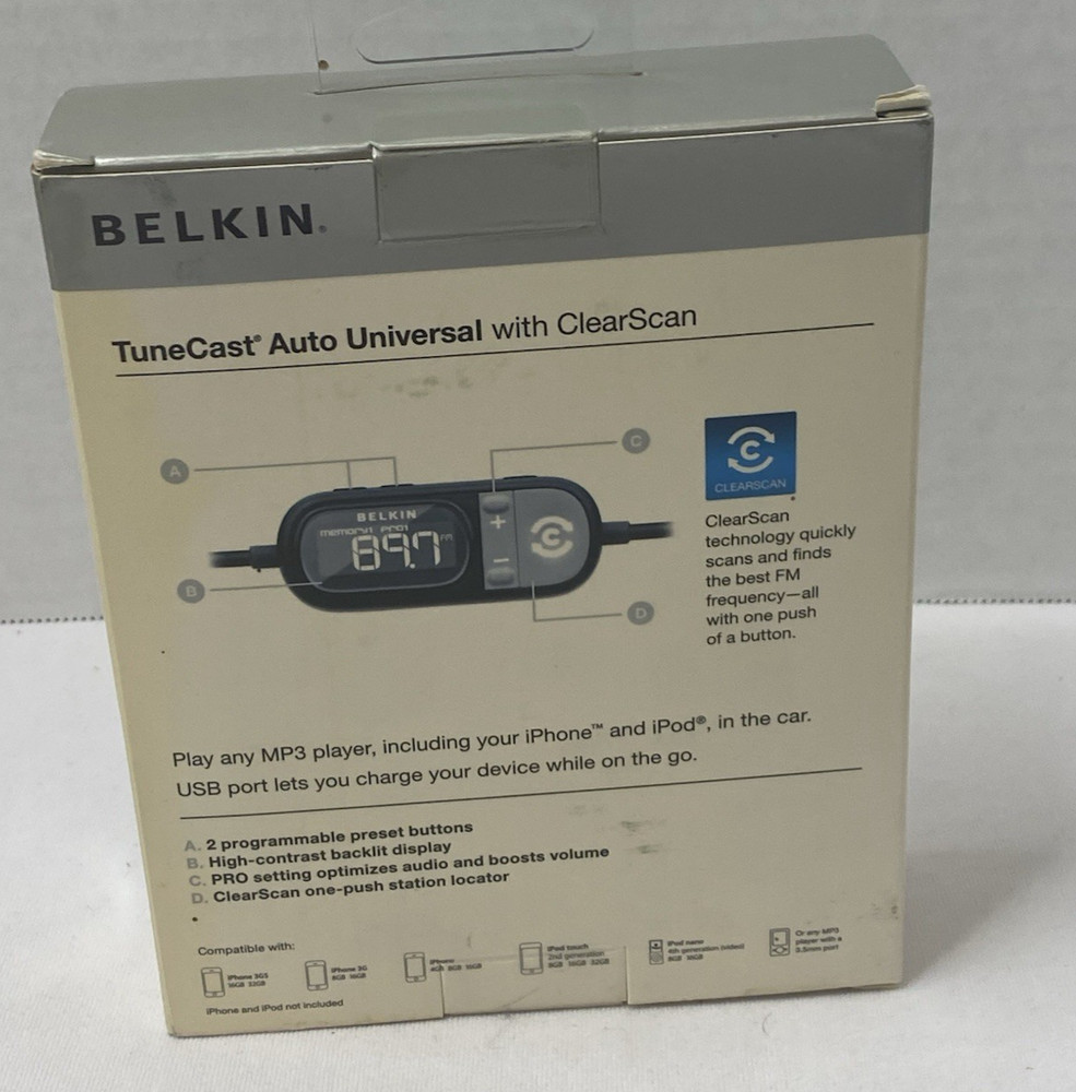 BELKIN TUNECAST AUTO UNIVERSAL FM TRANSMITTER FOR MP3 PLAYER