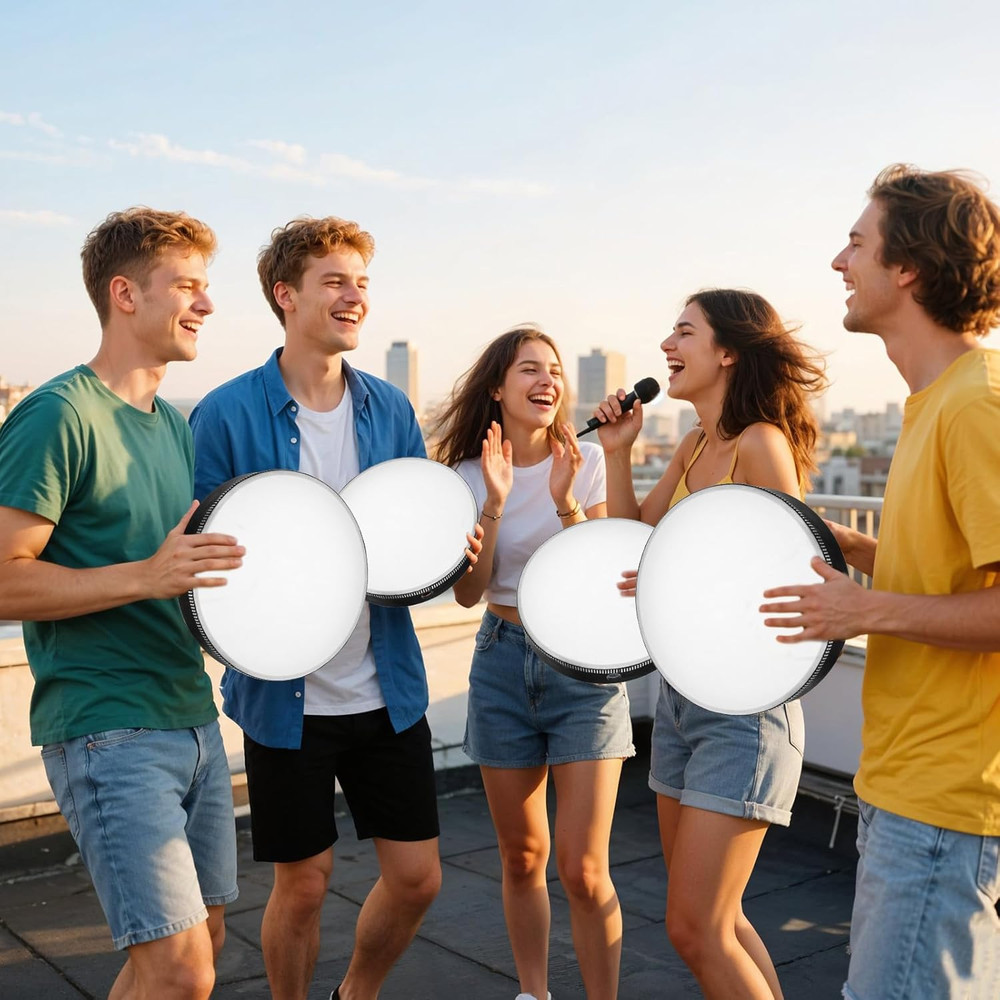 4 Pack Hand Drum Set 6-12" Wood Frame Percussion Instruments Sticks Beginners