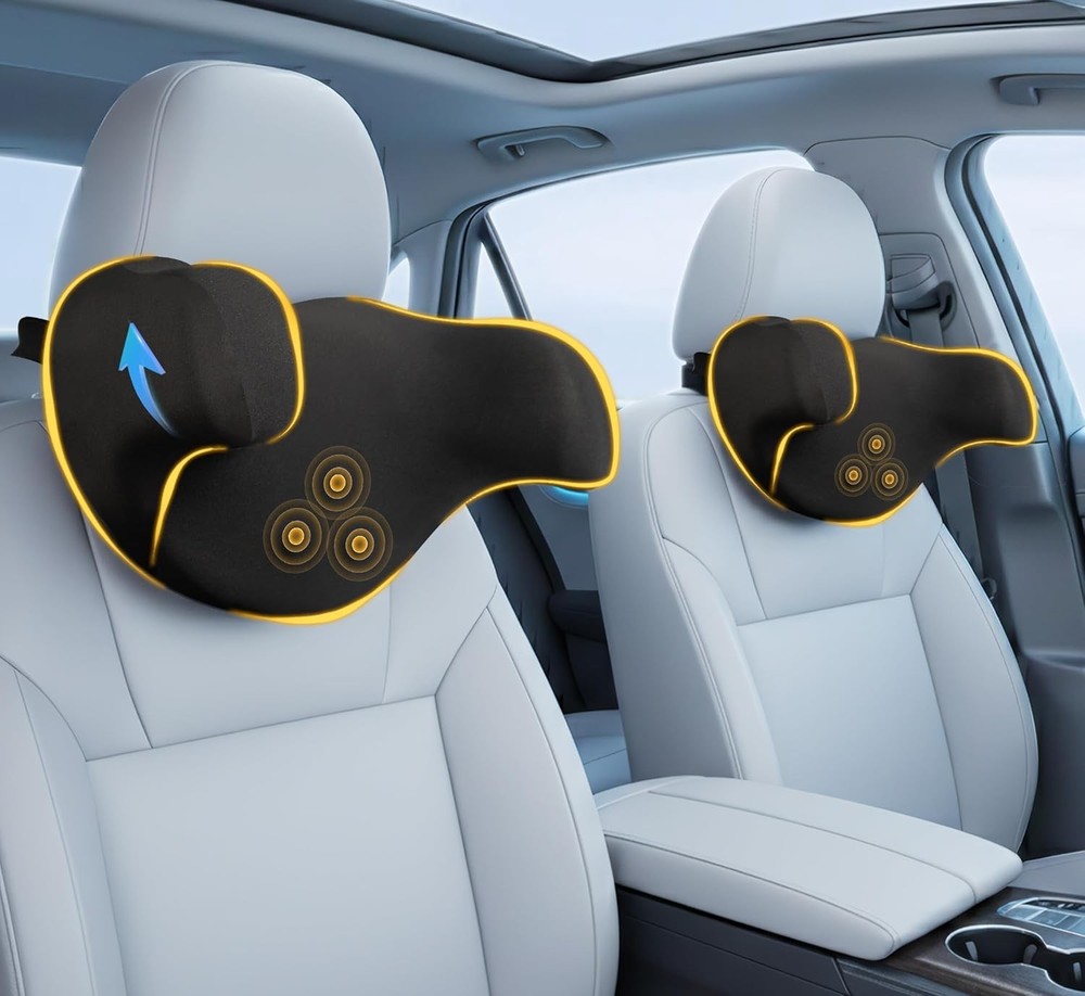 2 Pack Ergonomic Memory Foam Headrest Pillow for Driving Neck Support Cushion