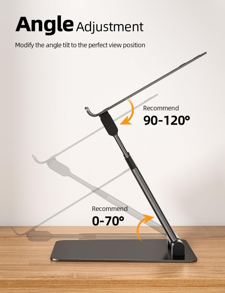 Height Adjustable Laptop Stand for Desk Dual Foldable Aluminum Computer Riser