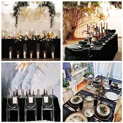 Pack Rectangle Table Cloth Bulk Washable Polyester 60inch x 102inch 6 Black