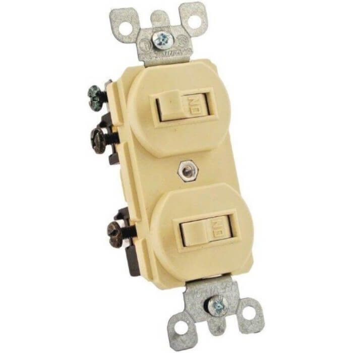 Leviton 5224-ISP Duplex Switch, 15A, 120/277 Volt, Ivory