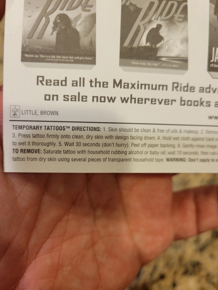 Maximum Ride Temporary Tattoos James Patterson
