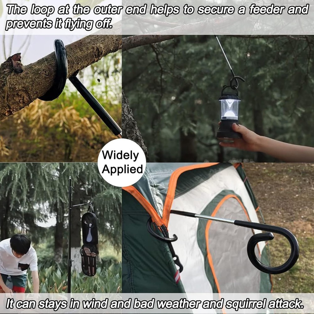 2 PCS Wrap Hooks Bird Feeder Pole Attachment Extra Feeder Arm Addition Pole H...