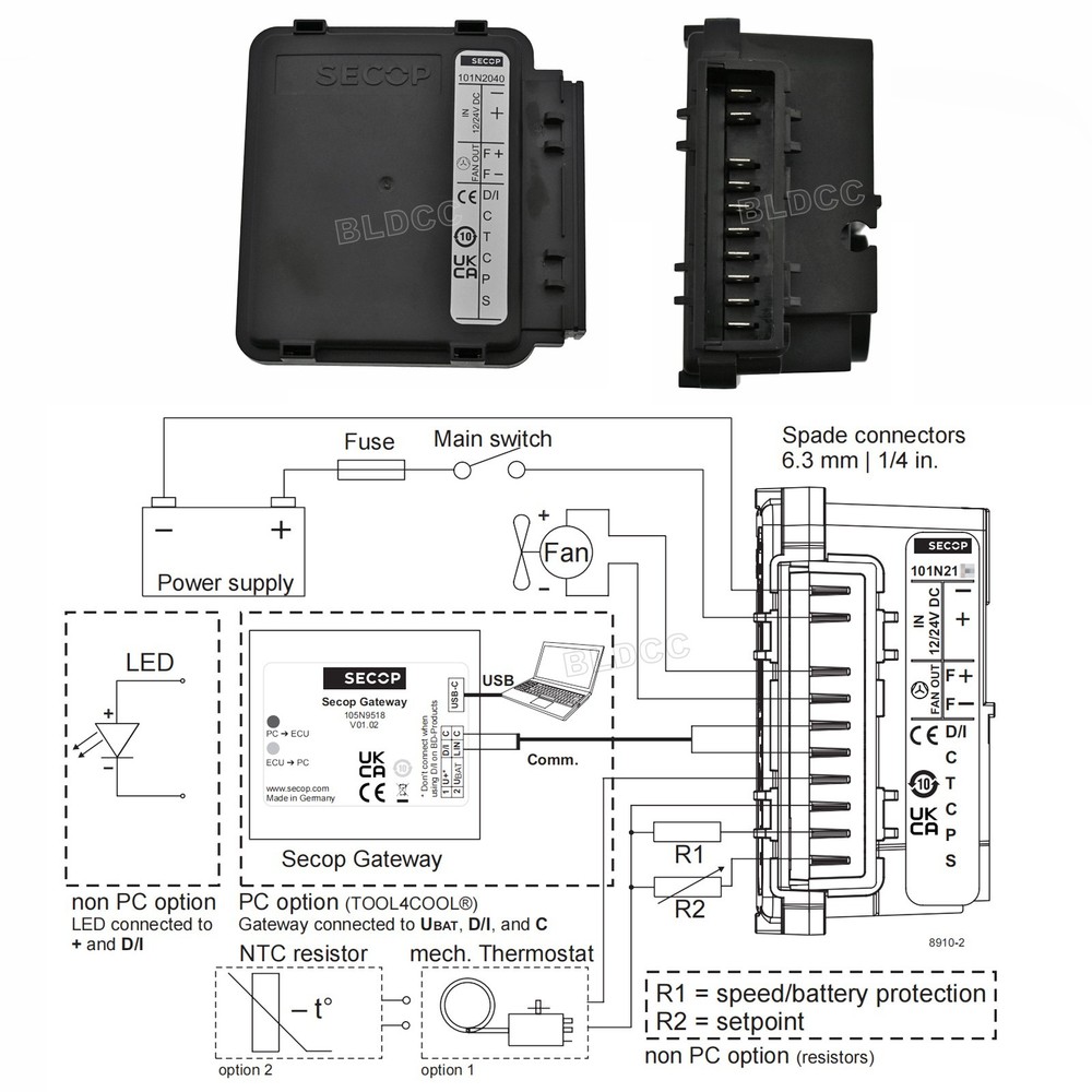 SECOP R134a BD1.4F DC Micro Compressor + DC 12V/24V 101N2040 Controller Unit Kit