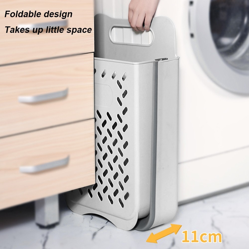Collapsible Plastic Laundry Hamper with Carry Handle for Bathroom Clothes
