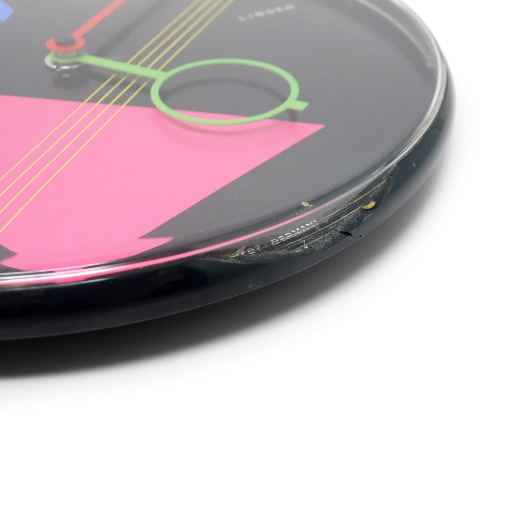 1980s Postmodern Black Wall Clock by Linden