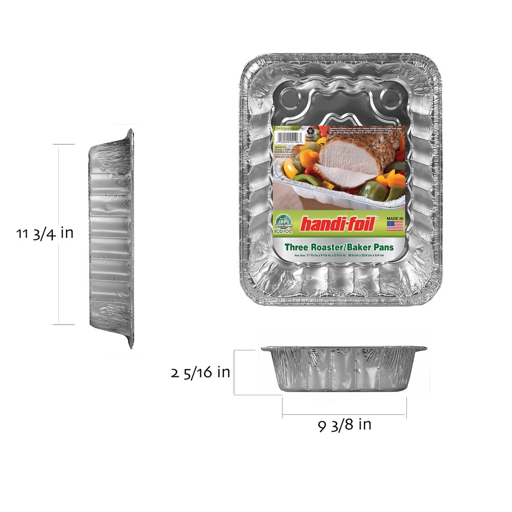 11.75" x 9.38" x 2.31",(3 pack) Aluminum Foil Rectangular Roaster/Baker Pans