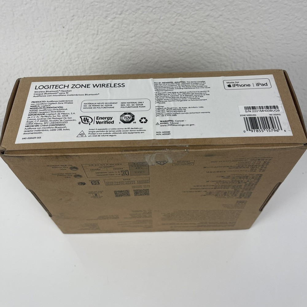Logitech Zone Wireless Noise-Canceling On-Ear Headset (UC / USB Type-C, OEM Pack