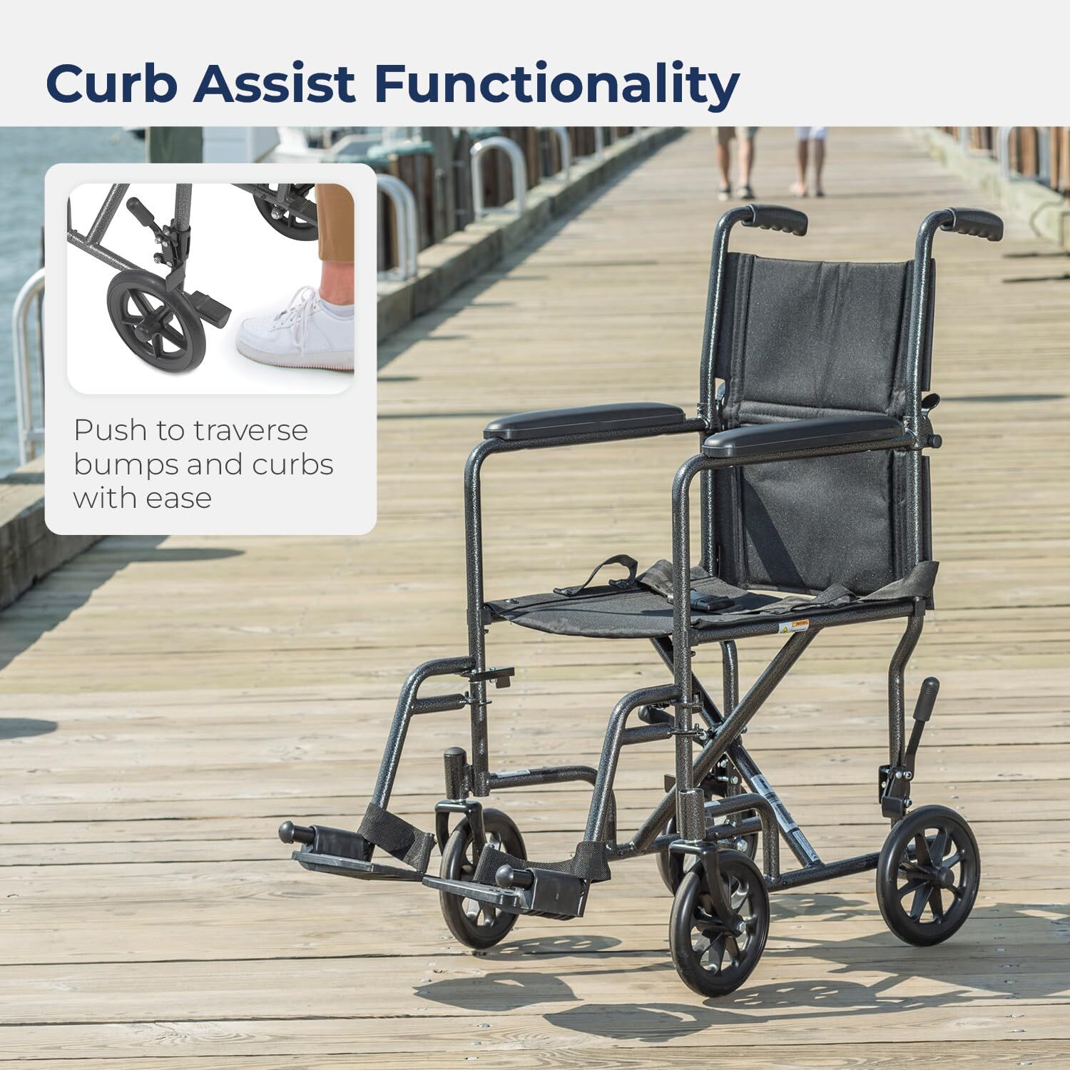 Drive Medical TR37E-SV Lightweight Folding Transport Wheelchair with Swing-Away