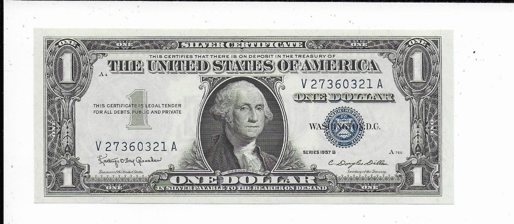 $1 1957-B Granahn/Dillon Silver Cert. VA Block GEM Crisp Uncirculated