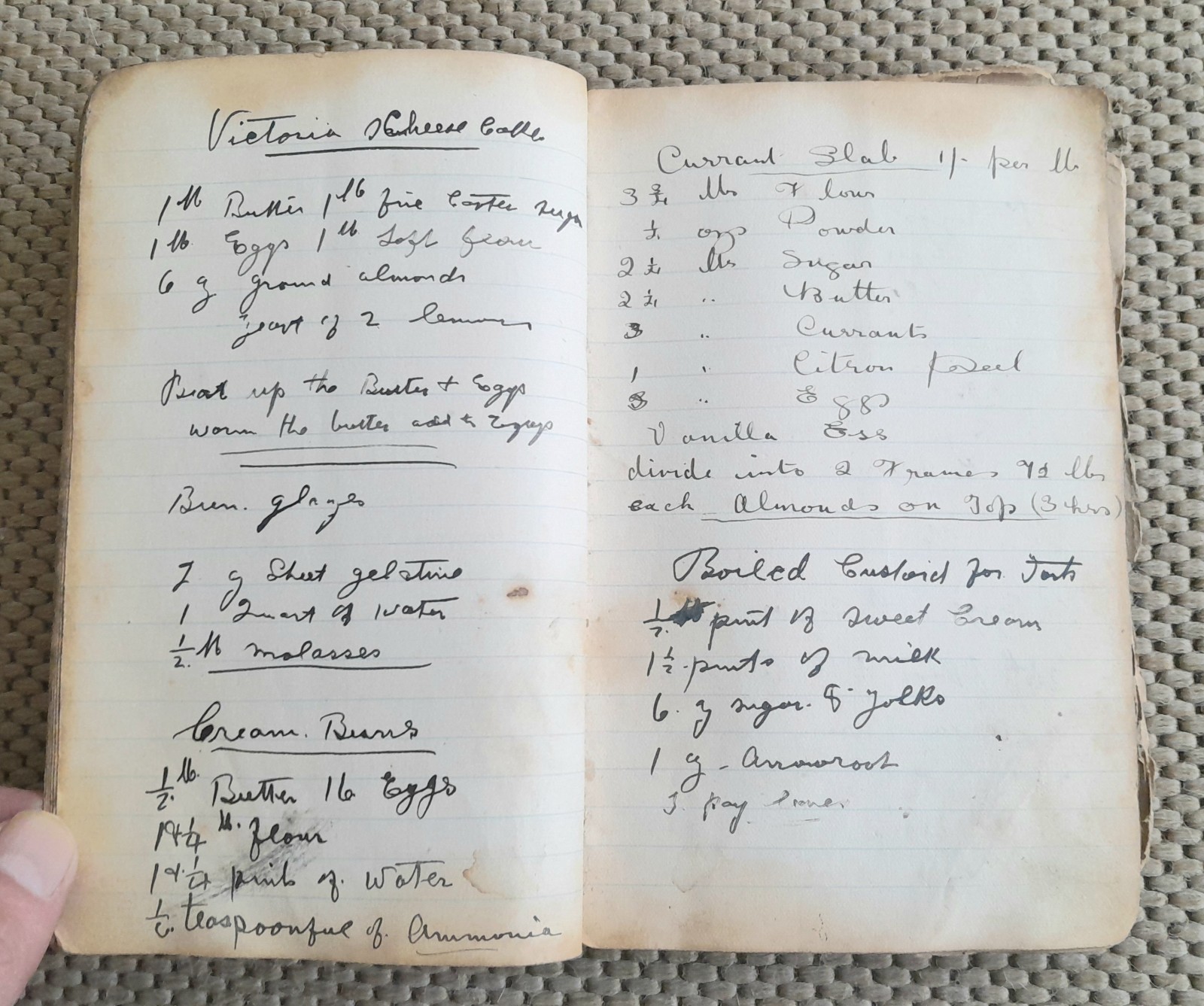 ANTIQUE HANDWRITTEN COOKERY RECIPE NOTEBOOK OF SWEET & SAVOURY DISHES, c1900