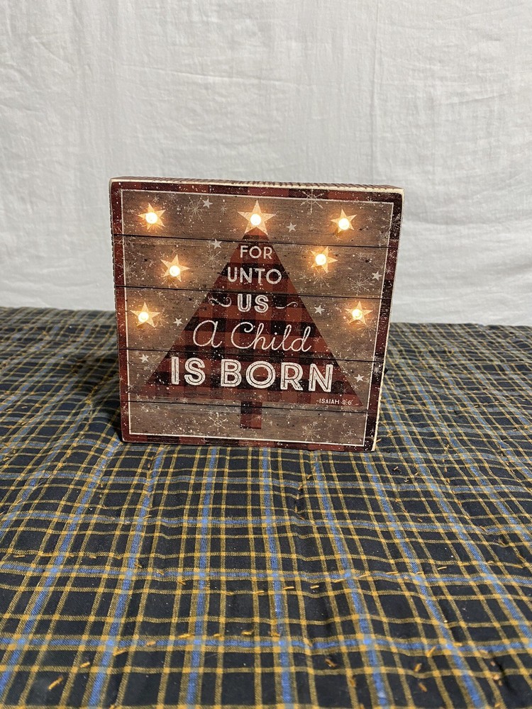 Pre-lit “Child is born” Christmas box