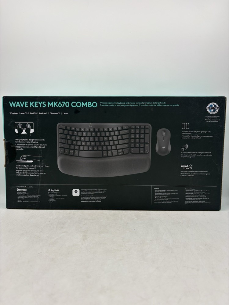 Logitech Wave Keys MK670 Combo, Wireless Ergonomic Keyboard + Wireless Mouse