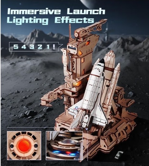 3D Puzzle Space Shuttle-Dynamic Launch Base Motorized Lift LED Light SHIP OVERSE