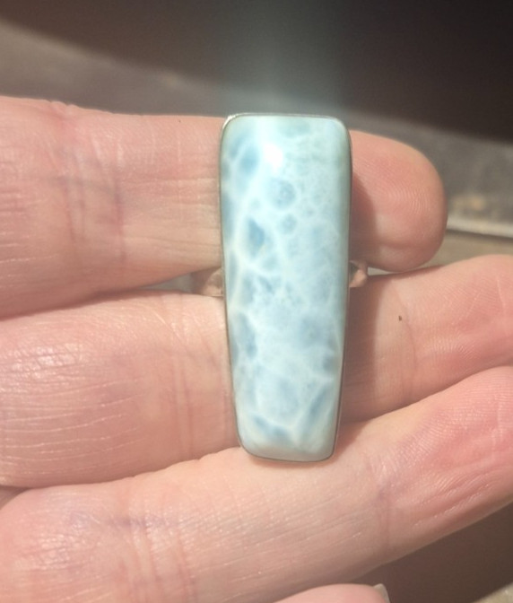 Genuine Large blue larimar ring