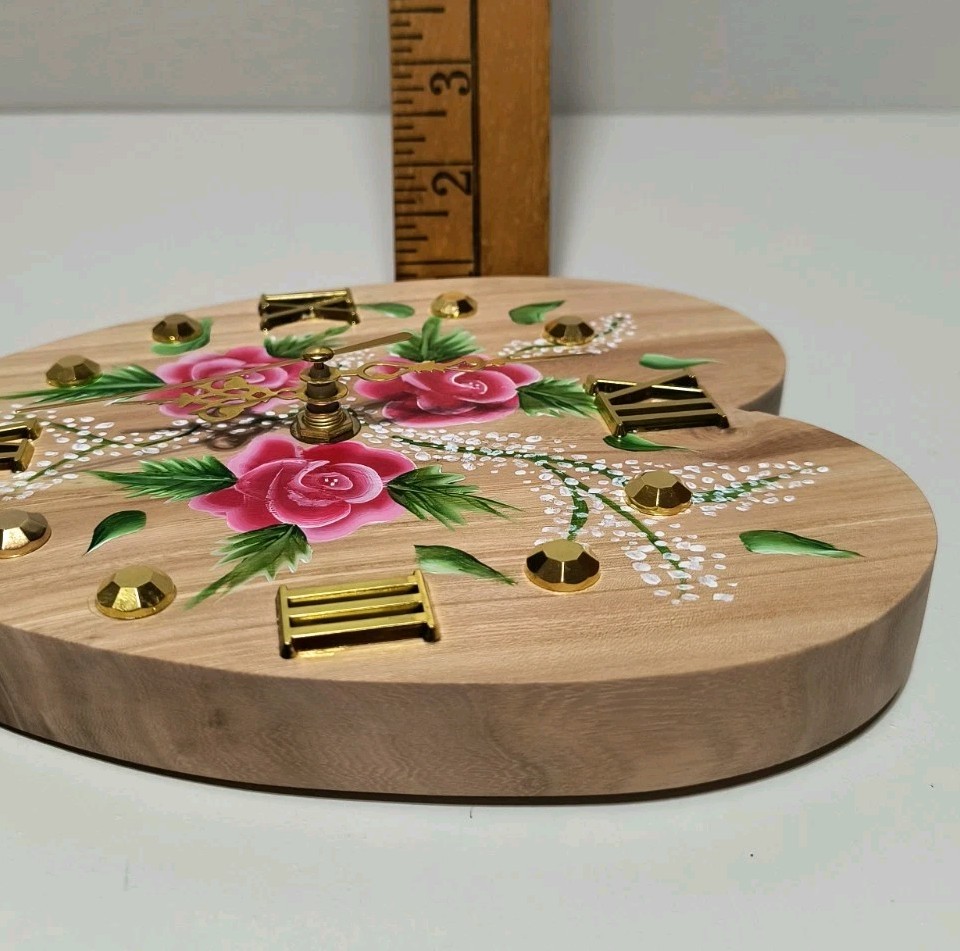 Heart-Shaped Clock Adorned with Roses