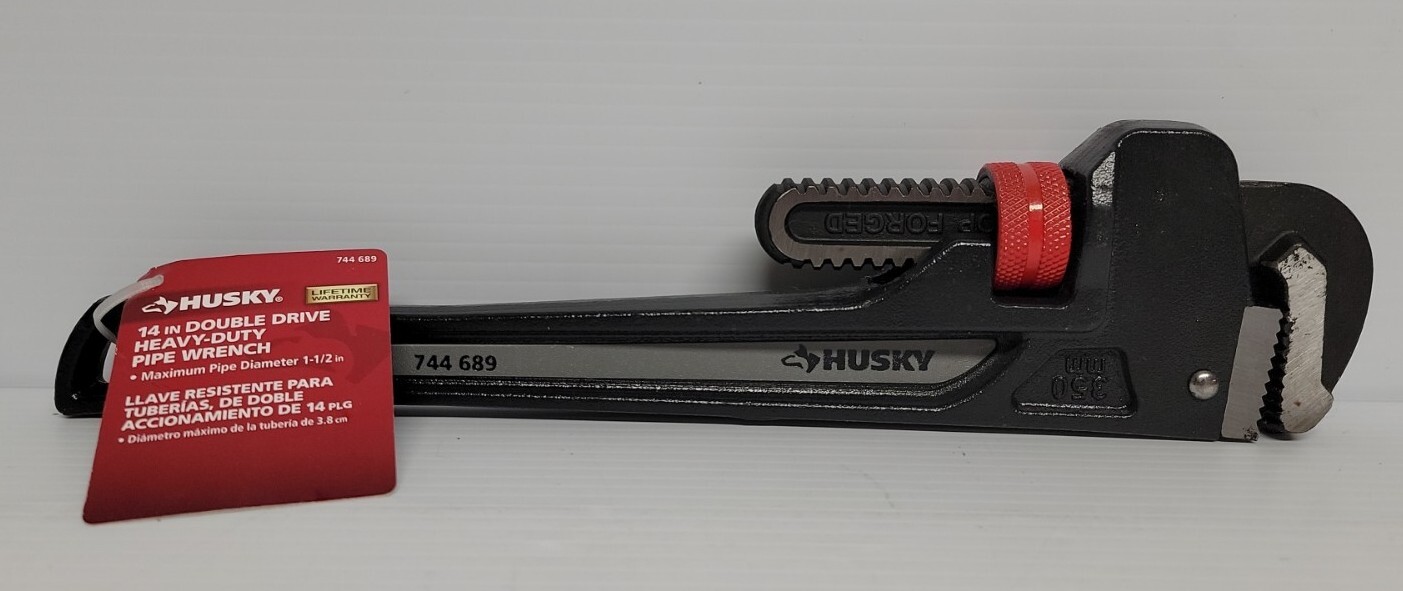 Husky 14 in. Double Drive Heavy Duty Cast Iron Pipe Wrench