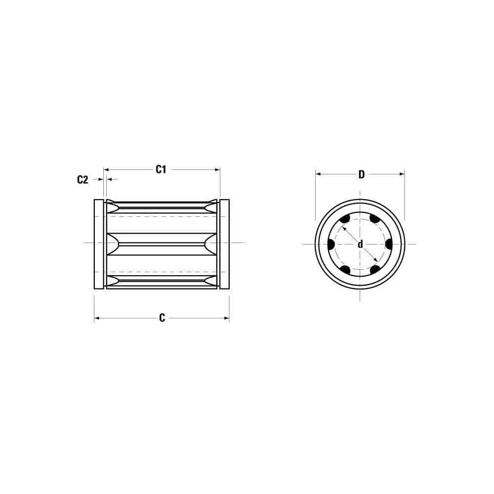 Thomson Industries 3/4" ID, 200 Lb Dynamic Load Capacity, Closed Linear Beari...