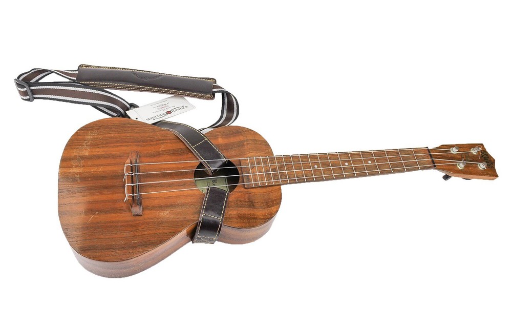Walker & Williams U-66-Brown Double Hook Ukulele Shoulder Strap Hands Free 