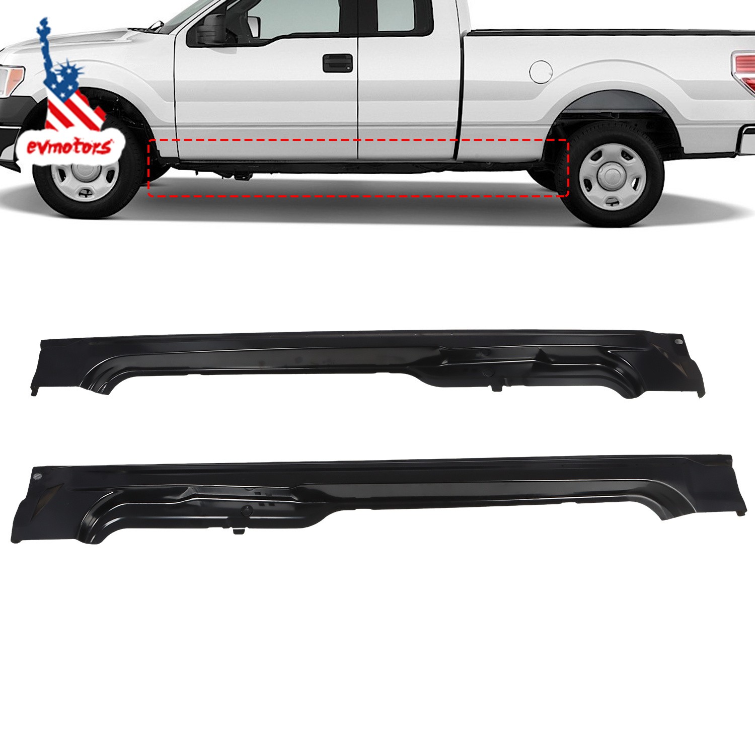 2x Rocker Panel For 2009-2014 Ford F150 Pickup Truck Super Cab / Extended Cab