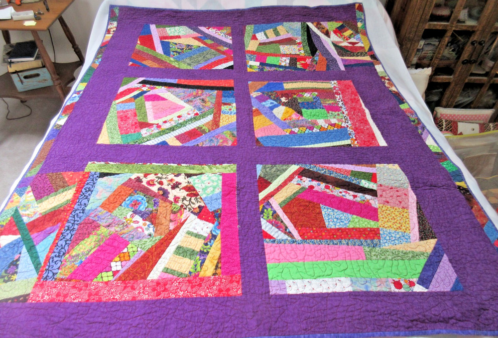 CRAZY QUILT Lap Quilt 47 x 60" COMPLETED