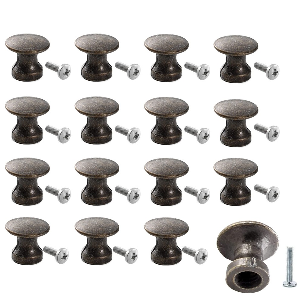 16 Pack Mini Cabinet Knobs, 1/2 Inch Dia Bronze Drawer Pulls Handles, Small R...