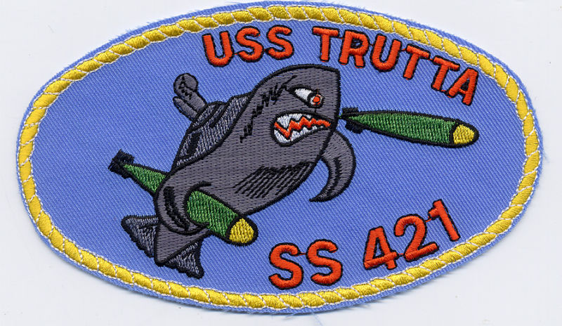 USS Trutta SS 421 - Fish Sub Torpedoes BC Patch - B746