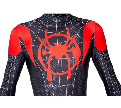 Spiderman Miles Morales Halloween Costume Cosplay Mens Jumpsuit Spandex Bodysuit