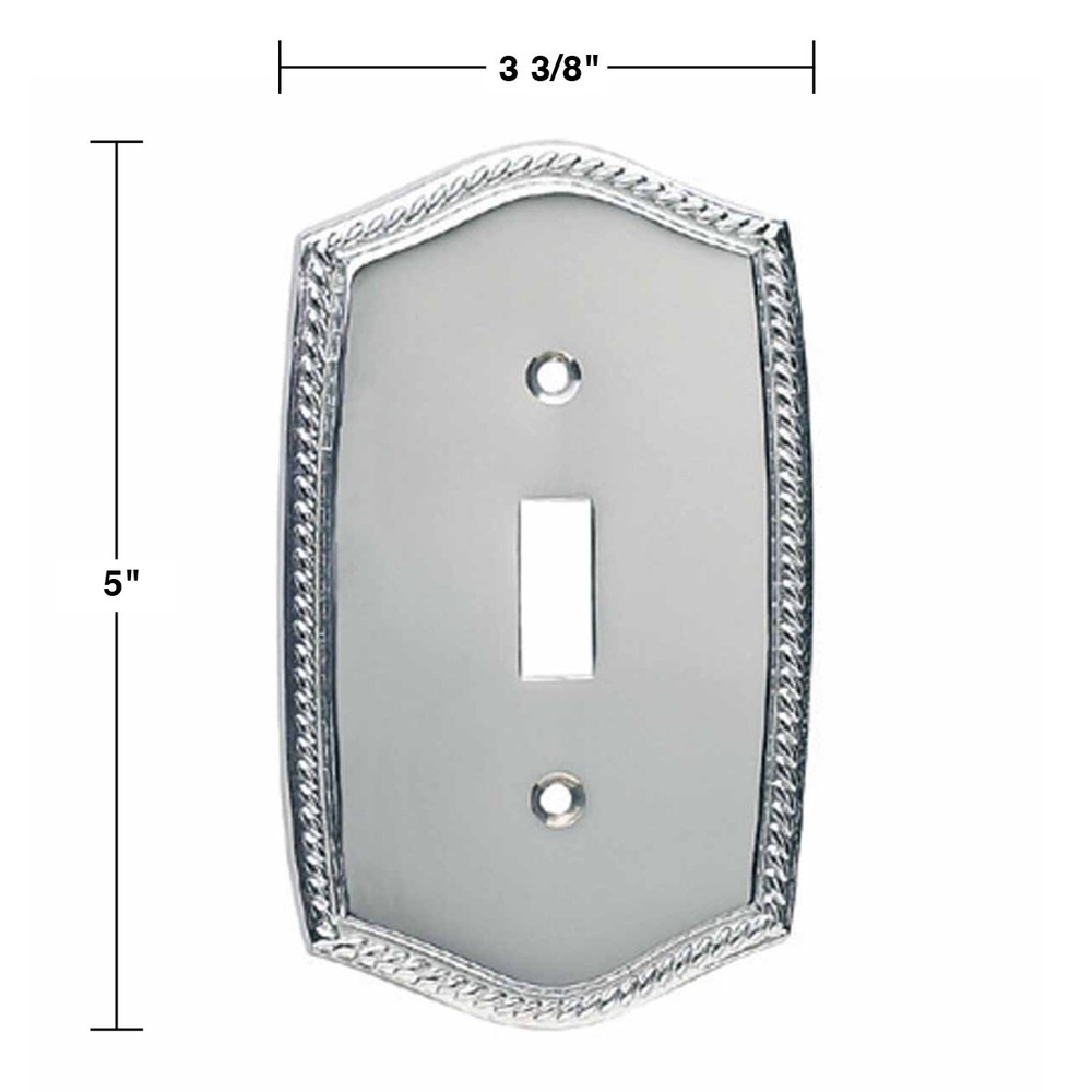 4 Switchplate Roped Chrome Single Toggle/Dimmer | Renovator's Supply