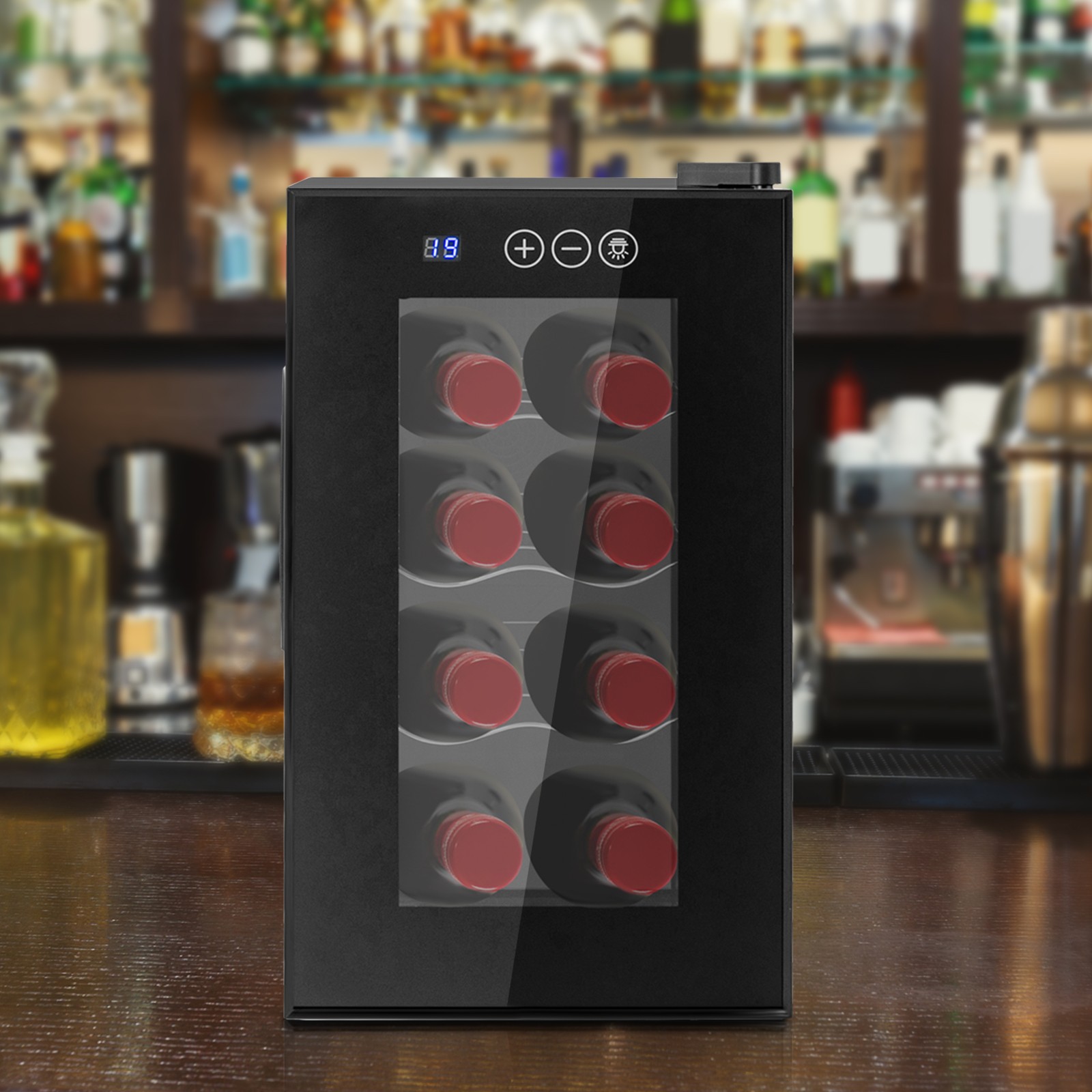 8-Bottle Wine Cooler Refrigerator 110V Freestanding For Home Bar Wine Fridge