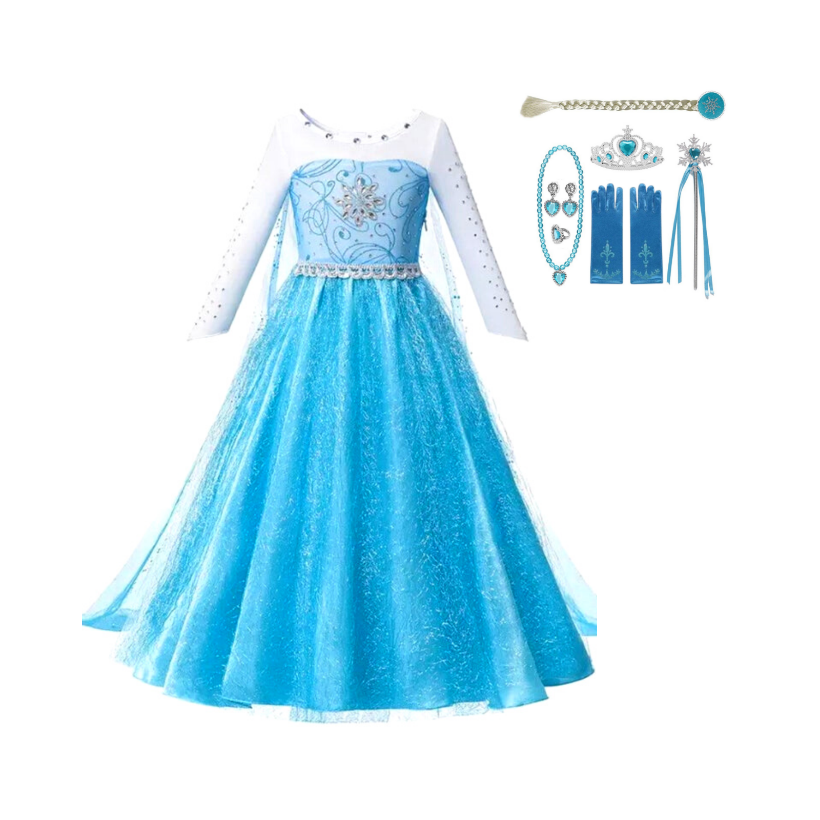 Deluxe Elsa Dress: Perfect for Frozen-Themed Occasions. Christmas Gift