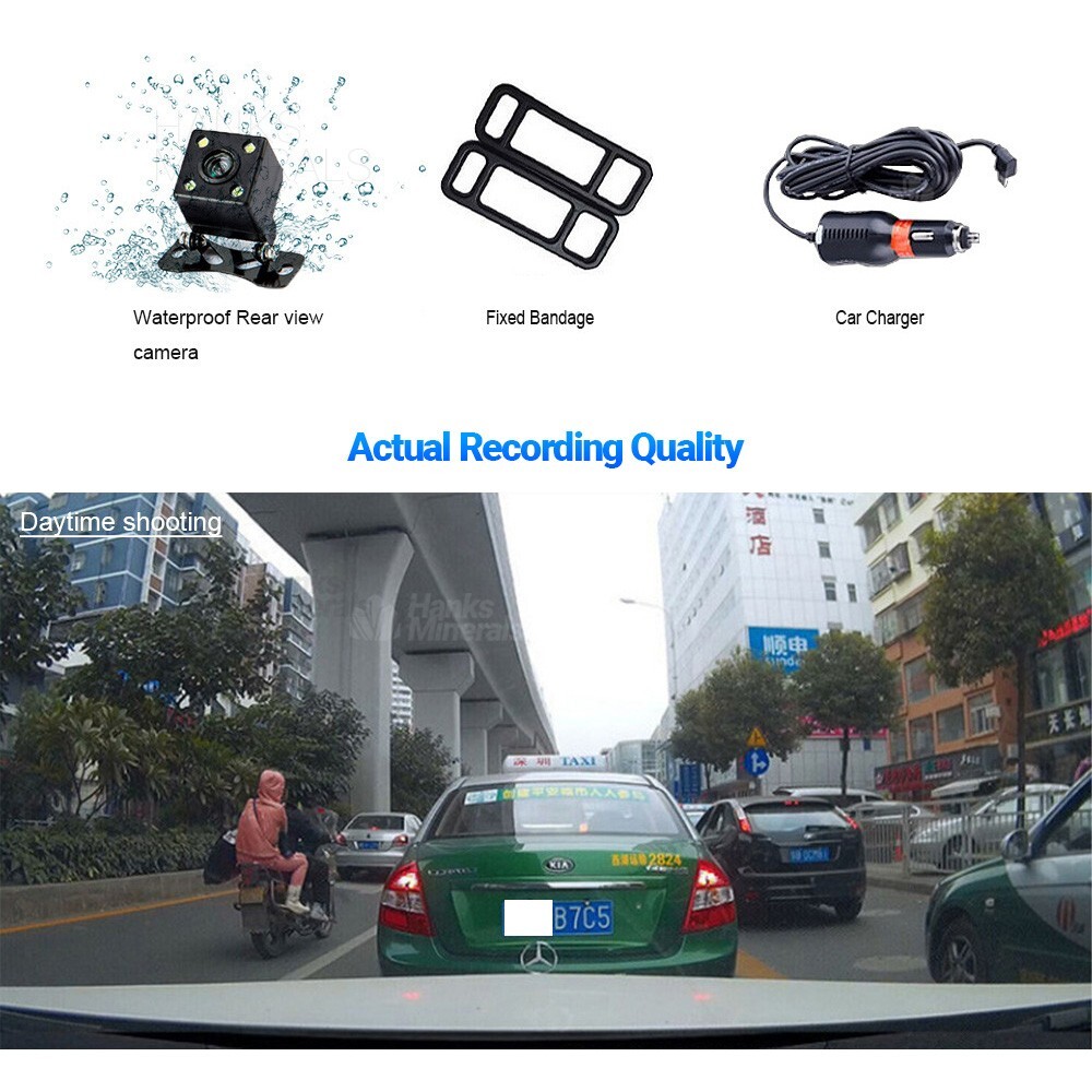 Rearview Mirror Dash Cam 1080P HD DVR Dual Camera Car Front Rear Video Recorder