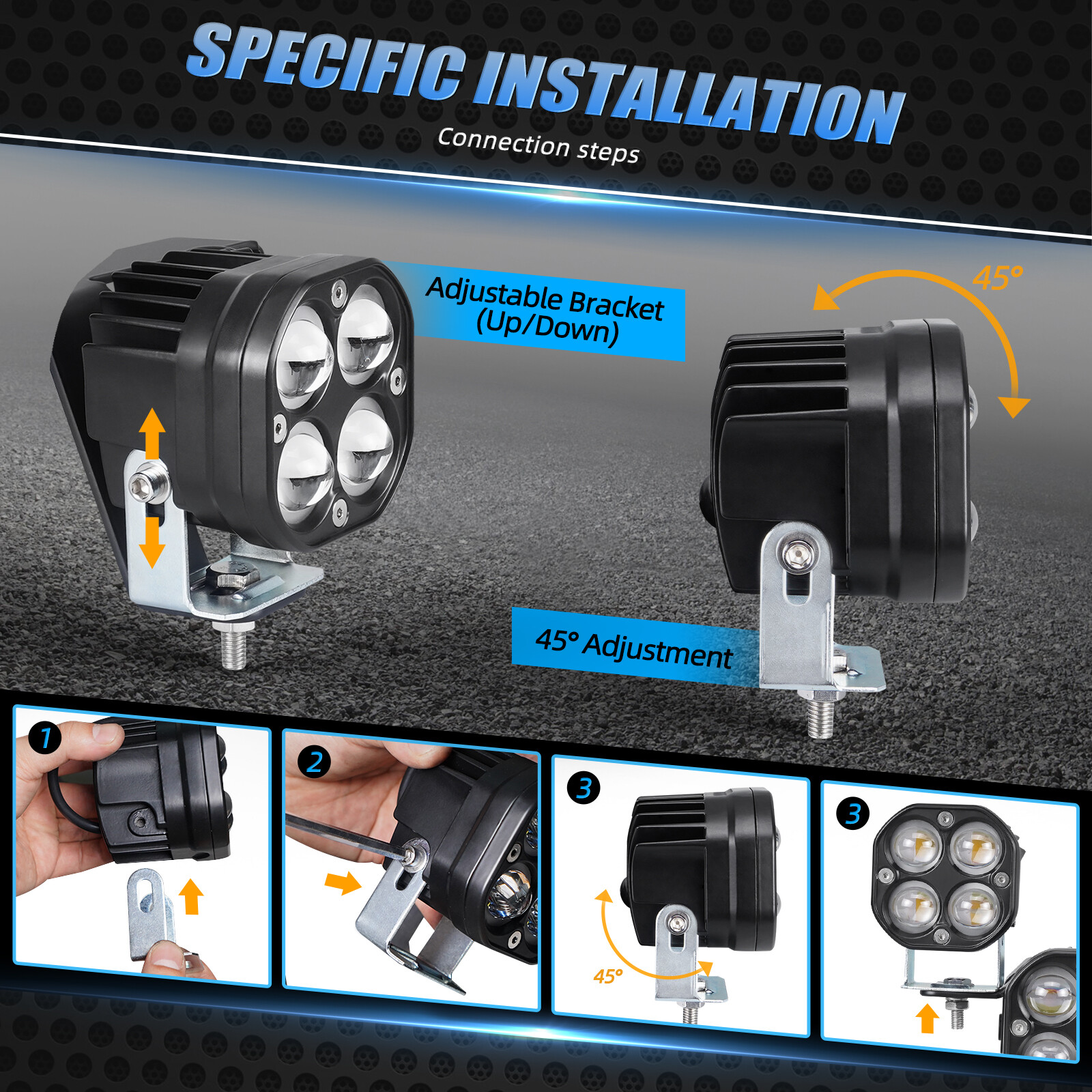 For Yamaha Raptor 700 700R Driving Headlight LED Work Lights 12V-24V 25W 4-Pack