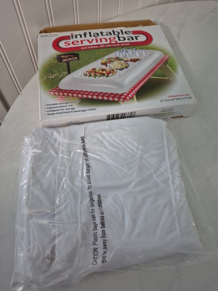 Inflatable Serving Bar with Drain Plug/White/ New