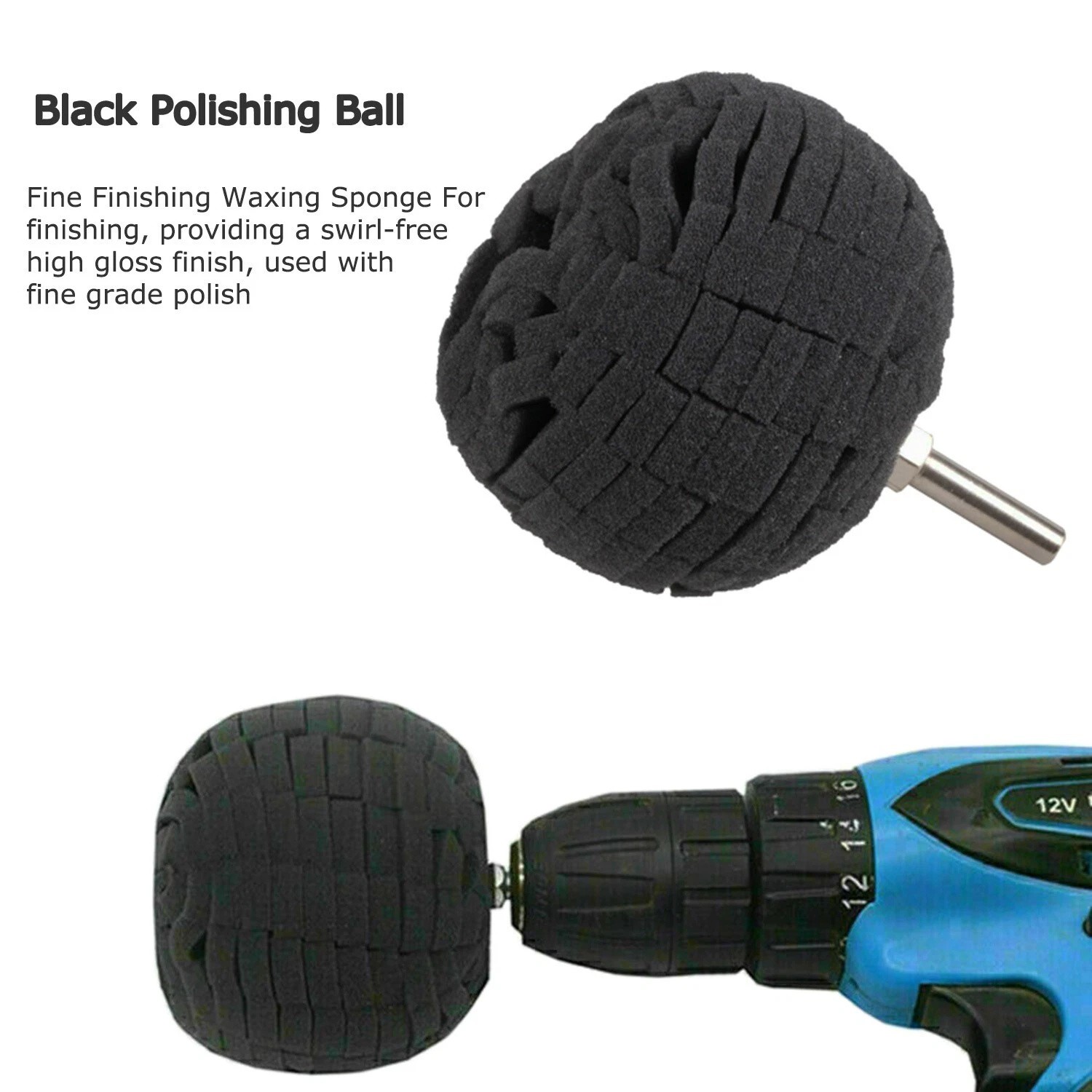 5x Foam Drill Polishing Cone Ball Pads Kit Car Hub Waxing Buffing Wheel Polisher