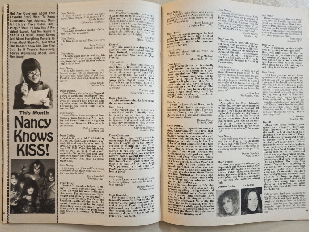 16 Magazine November 1978 KISS, GARRETT, ROLLERS, GIBB