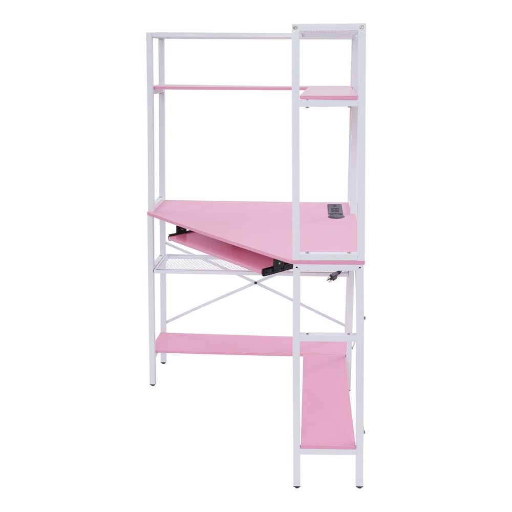 Triangular Corner Computer Desk with Power Outlets,29.5*29.5*60in Corner Table