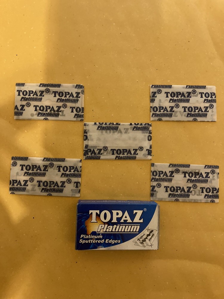 5 Double Edge Razor Blades, Topaz Platinum Sputtered Edges