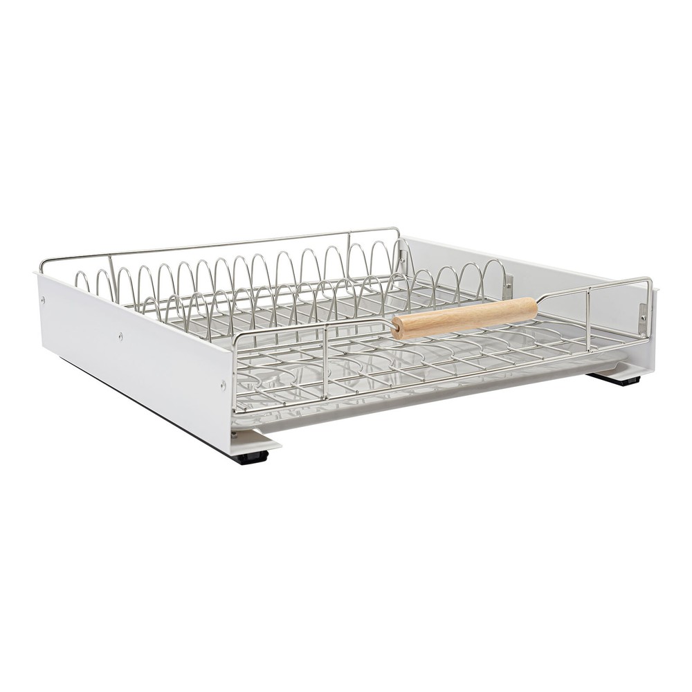 Modern Pull Out Drawer&Bottom-Mounted Slide Out Storage Shelf Silver, White New
