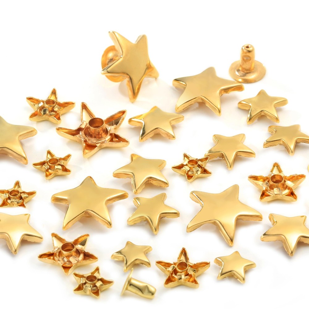 200 Sets Leather Rivets Kit Mixed Sizes Rivets for Leather Star Studs for Clo...
