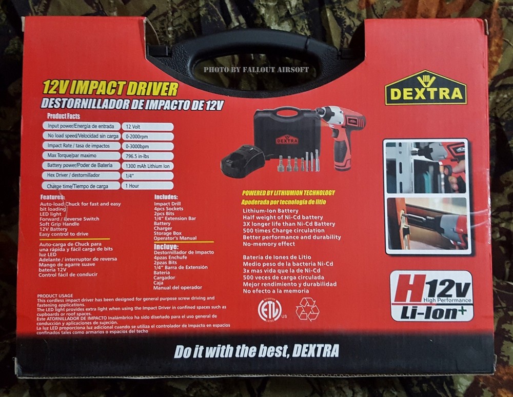 DeXTRA 12 Volt Impact Driver Compact High Performance Electric Li-Ion Battery