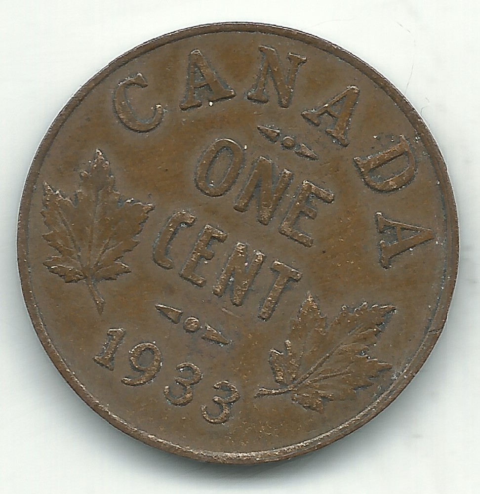 A VERY FINE VF CONDITION 1933 CANADA SMALL ONE CENT-DEC020