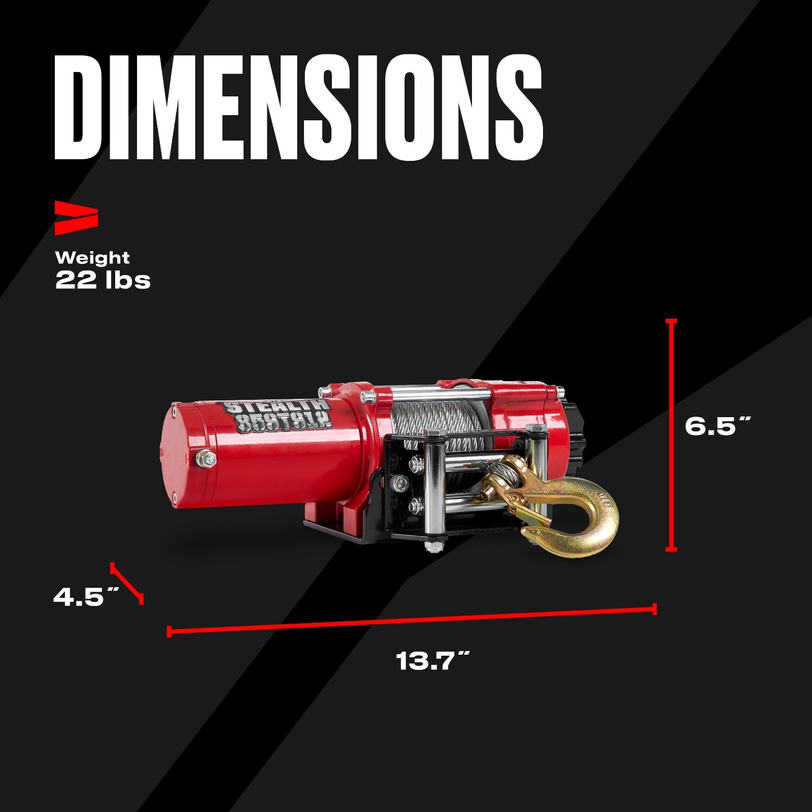 Stealth 3,500lb 12v Electric Winch - Steel Rope
