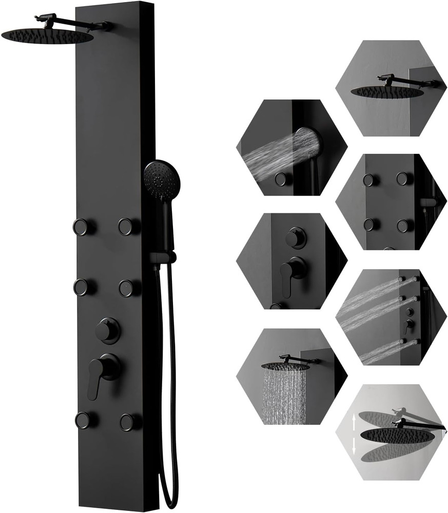 3 In1 Shower Panel Tower System Stainless Steel Multi-Function Shower Panel with